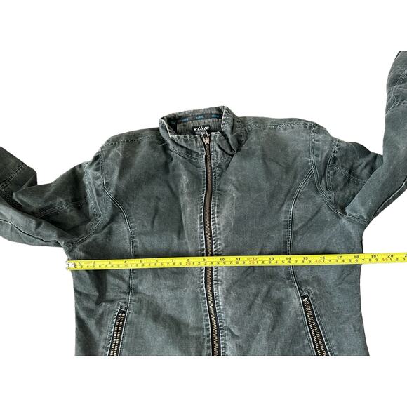 Kuhl Patina Dye Green Distressed Mens Small Canvas Full Zip Lined Jacket - Picture 6 of 8